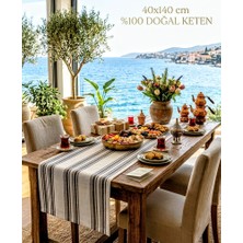 Emira Tasarım Çizgili Runner Masa Örtüsü 40x140 cm – Modern ve Şık Dekoratif Örtü Amerikan Servis