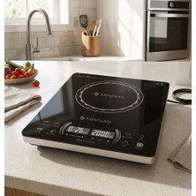 Minisan MNS-ALP220 Yeni Nesil Indüksiyonlu Ocak - 2000W Dokunmatik Kontrol  A Sınıfı Kristal Cam Yüzey