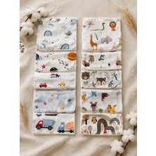 Pico Baby Pamuklu Müslin  / 10'lu Desenli / Bebek Ağız Mendili