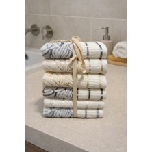 Jakarlı 6'lı %100 Pamuk El ve Yüz Havlusu