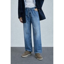 Damga Erkek Günlük Premium Lacivert Baggy Kot Pantolon
