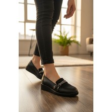 Enoch Kadın Kristal Şerit Detaylı Ortopedik Hakiki Deri Comfort Loafer Babet