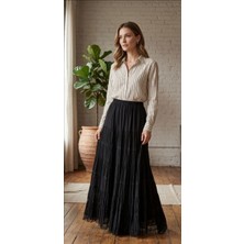 Lifera Premium Dantel Detay Penye Etek