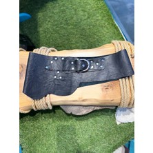 Yılday Gür Butik Quentin El Yapımı Bohem Deri Kemer - Etnik Tasarım Vintage Siyah Kadın Kemeri - Standart Beden