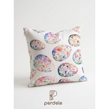 Perdele Dijital Baskı Yastık Kılıfı Paskalya Yumurta Motifli - Kadife Dokulu Yastık Kılıfı