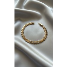 Solène Pralin Rose Gold Altın Kaplama Zirkon Taşlı Çelik Bileklik