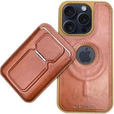 Ermer IPHONE 16 Için Magsafe Cüzdanlı Mıknatıslı Lüks Deri Kılıf