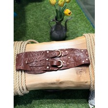 Yılday Gür Butik Browny Çift Kayışlı Deri Kemer - Standart Beden