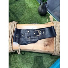 Yılday Gür Butik Presley El Yapımı Siyah Deri Aksesuar - Vintage Doku Tasarımı - Standart Beden