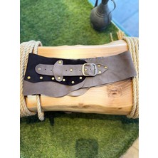 Yılday Gür Butik Indigo El Yapımı Nubuk & Deri Aksesuar - Antrasit Füme & Siyah Kontrast Tasarım - Standart Beden