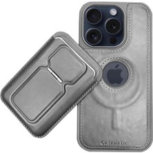 Ermer IPHONE 16 Plus Için Magsafe Cüzdanlı Mıknatıslı Lüks Deri Kılıf