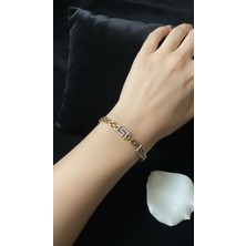 Solène Cros Rose Gold Altın Kaplama Zirkon Taşlı Çelik Bileklik