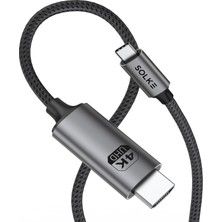 Solke Type-C To HDMI Kablo 2 Metre 4K 60Hz 18GBPS Örgülü Alüminyum Görüntü Aktarma Kablosu