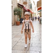 sealy kids Püskül Saç Detaylı Şort T-Shirt Şapka Takım