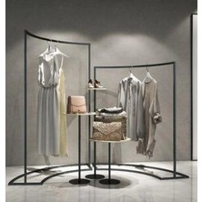 Md Vitrin Dekorasyon Statik Siyah Özel 5 Li Set Mağaza Raf Sistemleri , Askılık , Mağaza Stand