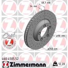 Zimmermann Fren Disk Delikli On Sag Porsche Cayenne 9ya 2017 Panamera 971 2016 350 mm - 34 mm 971615302