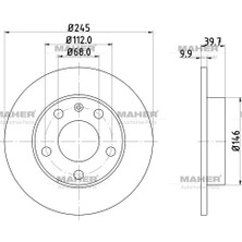 Maher Fren Diski A4 2001-2008 Arka Havalı 245-5 Yükseklik 40MM 8E0615601P (2 Adet)