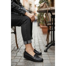 Enoch Kadın Minimalist Metal Aksesuarlı Ortopedik Hakiki Deri Comfort Babet