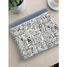 Ayza Stüdyo Macbook Neo Uyumlu, Doodle Desenli Yumuşacık Dolgulu Kılıf (31X24 Cm)