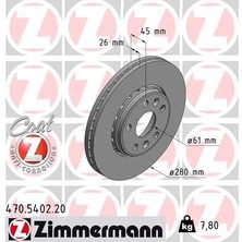 Zimmermann FREN DİSKİ ÖN RENAULT KANGOO 2 2008 MERCEDES CITAN W415 2012-2021 7701209839 402064230R (2 ADET)