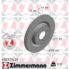 Zimmermann FREN DISKI ARKA LAND ROVER DISCOVERY L462 RANGE ROVER L405 L494 LR099036 (2 ADET)