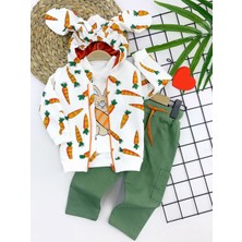 Diji Baby 9-12-18-24 Ay Pooh Baskılı Yaka Çıtçıtlı Uzun Kollu Sweatli 2li Kız Erkek Bebek Takımı