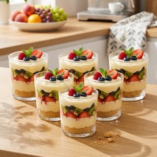 Snippy Bode - 6'lı Yuvarlak Büyük Boy Cam Magnolya Dondurma Çerezlik Kahvaltılık Tatlı Kasesi 350 ml