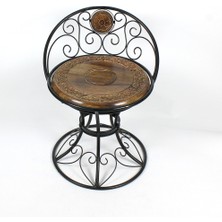 Otantik Çarşı Ahşap Ferforje Oymalı Sandalye Tabure 46X46X59 Cm. KNA50-1