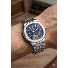 Lee Cooper Otomatik Mekanizma Erkek Kol Saati | 42 mm Çelik Kasa, Gümüş Çelik Kordon, Mavi Kadran