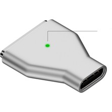 Livx Type-C - Magsafe 3 ile Uyumlu Manyetik Şarj Adaptörü Çevirici 140W Hızlı Şarj Desteği, LED Göstergeli Gümüş Sfu-3