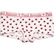 Paul Kenzie Valentine Collection - Kadın Boyshort Külot - Burgundy Hearts