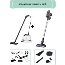 Pirantech CB-102A Buharlı Temizlik Makinesi // ES92 Şarjlı Dikey Kablosuz LED Aydınlatmalı Süpürge