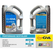 GVA Motor Yağı 5W30 4 Lt Platınum Partiküllü-Dpf Tam Sentetik Apı Sn/cf 5W30 93165556 (4 Adet)