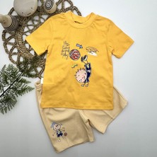 Diji Baby 3-6 6-9 9-12 Ay My Prince Nakışlı Şapkalı Kısa Kollu Sweatli 3lü Erkek Bebek Takımı