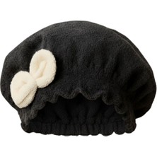 Karahanbey Saç Kurulama Banyo Duş Bonesi – Pamuk , Fiyonklu Siyah