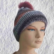 Karahanbey El Örgüsü Doğal Yün Akrilik Karışımlı Sıcacık Kış Beresi Gri Karışık Renk