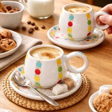Dyris 2’li Renkli Kahve Fincanı Seti 7 cm Fincan 12 cm Tabak Espresso Cappuccino Americano