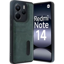 Flamex Newface Xiaomi Redmi Note 14 4g Kılıf Sara Kartvizitli Deri Kılıf - Koyu Yeşil