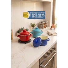 Nishev.com Evini Sev Italyan Tasarım Emaye Mini Tencere Seti – 12CM 900ML 2-Renk Alana 1 Adet-Hediye, Lüks ve Çevre Dostu