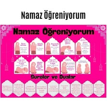 Karahanbey Çocuklar Için Renkli "namaz Öğreniyorum" Afişi - 33X48 cm Figürlü Eğitim Materyali Kız