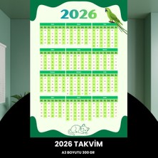 Karahanbey Takvim 2026 A3 300 gr Dijital Baskı Yeşil-Beyaz