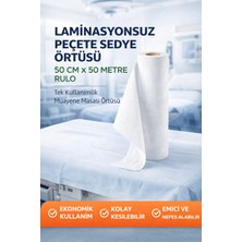 Karahanbey Laminasyonsuz Peçete Sedye Örtüsü 50 cm x 50 Metre Rulo Tek Kullanımlık Muayene Masası Örtüsü 1 Ade