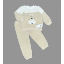 Diji Baby 1-2-3 Yaş Kuzu Kumaş Fermuarlı Sweat Kadife Pantolonlu Uzun Kollu Kız Erkek Çocuk 2li Takım