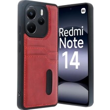 Flamex Newface Xiaomi Redmi Note 14 4g Kılıf Sara Kartvizitli Deri Kılıf - Kırmızı