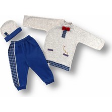 Diji Baby 3-6 6-9 9-12 Ay Şirin Kozmonot Nakışlı Şapkalı Uzun Kollu Zıbınlı 3lü Kız-Erkek Bebek Takımı