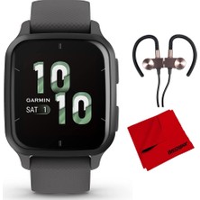 Garmin 010-02701-00 Venu Sq 2 Gps Slate Bezel With Shadow Gray Case And Silikon Band Sche With Deco Gear Manyetik Kablosuz Sport Earbuds Gunmetal And Microfiber Temizlik Kumaş Kumaşı
