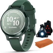 Garmin 010-02891-02 Lily 2 Active Jasper Green ile Jasper Green Silikon Bantları Işout Soğutma Spor Havlusu ve Deco Essentials Wearable Commuter Front ve Arka Güvenlik Işık Işık Işıkları