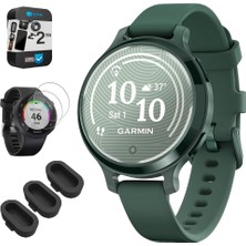 Garmin Lily 2 Active Jasper Sche 2 Yıl Koruma Paketi + Silikon Toz Kapak (3-Pack) + Tempered Glass Ekran Koruyucu (2-Pack) Jasper Green Silikon Band ile Yeşil