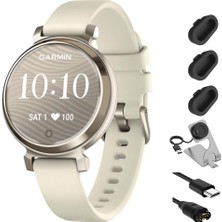 Garmin Lily 2 Cream Gold With Coconut Silikon Band Sche With Şarj Dock For Venu 3 + Silikon Toz Kapak (3-Pack) + USB Type C Şarj ve Sen Kablo