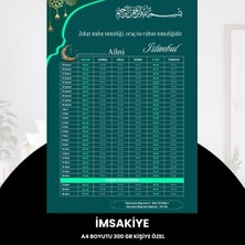 Karahanbey Ramazan Imsakiyesi - 300 gr - A4 Boyut Kişiye Özel Isimli & Logolu 10 Adet Yeşil-Turkuaz